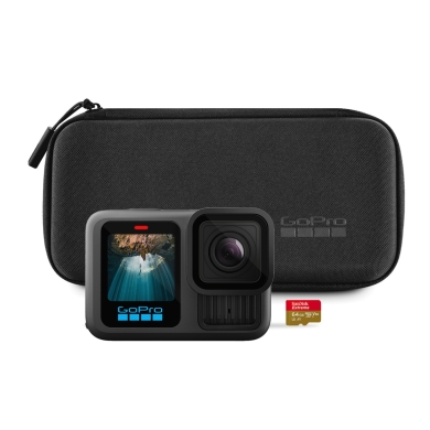 Kamera GoPro HERO13 - najlepsza dotychczas kamera, w tym karta microSD SanDisk 64 GB + torba transportowa - czarna